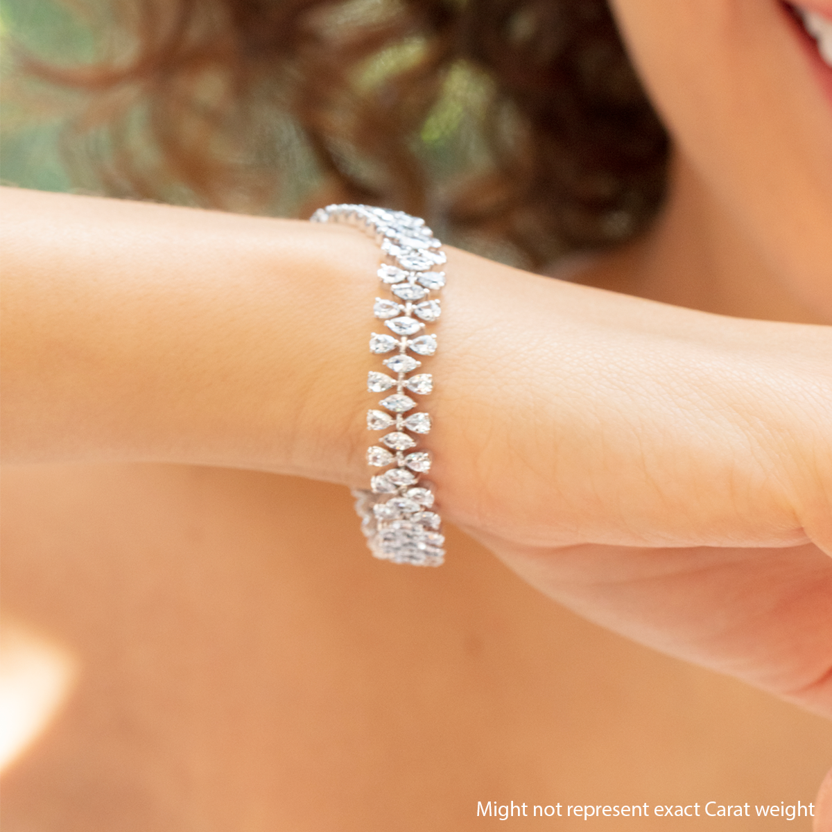 Additional Image 2 for  Badgley Mischka 5 3/4 ctw Marquise and Pear Lab Grown Diamond Bangle Bracelet Platinum 7 Inches
