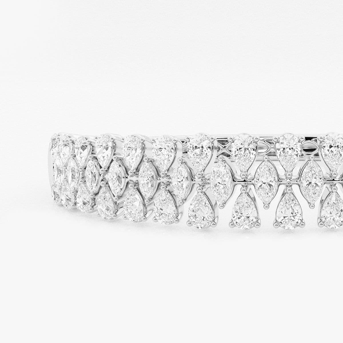 Additional Image 1 for  Badgley Mischka 5 3/4 ctw Marquise and Pear Lab Grown Diamond Bangle Bracelet Platinum 7 Inches