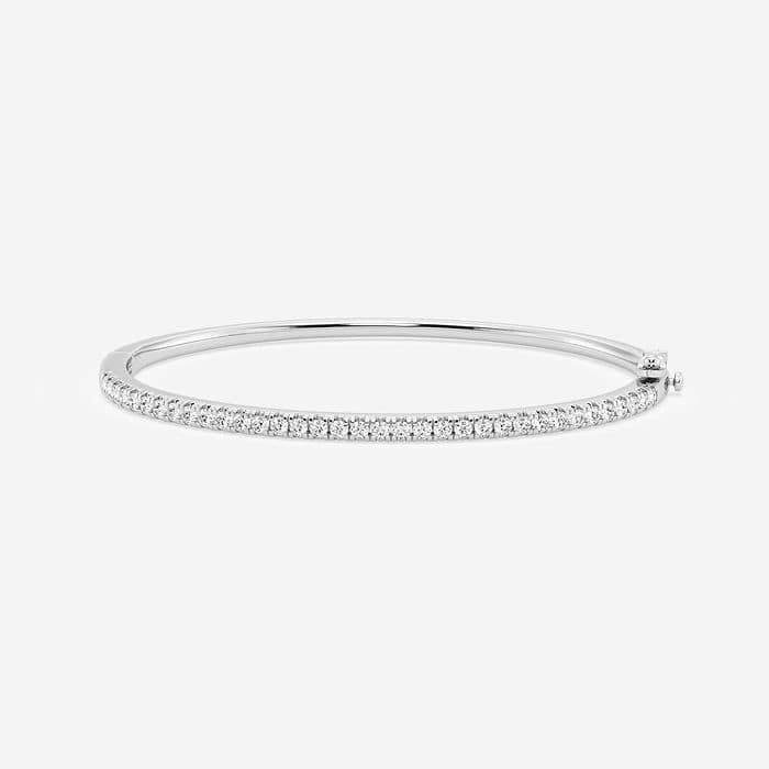 1 1/2 ctw Round Lab Grown Diamond French Pave Bangle Bracelet - 7 Inches