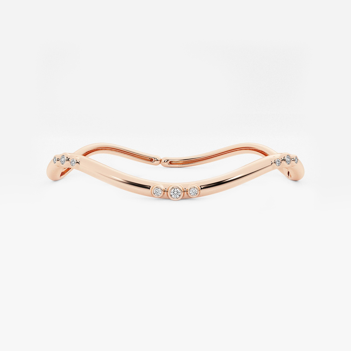 näas Eärth 1/2 ctw Round Lab Grown Diamond Wavy Bangle Bracelet - 6 Inches