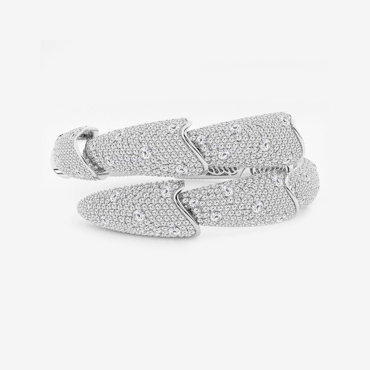 14 1/6 ctw Round Lab Grown Diamond Pave Stacked Bypass Bangle Bracelet - 7 Inches