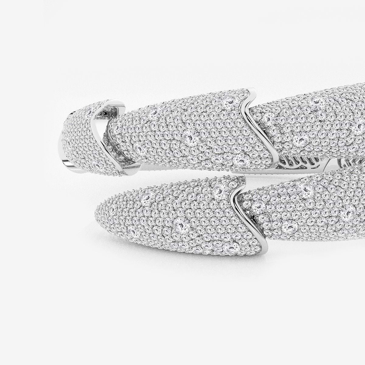 Additional Image 1 for  14 1/6 ctw Round Lab Grown Diamond Pave Stacked Bypass Bangle Bracelet - 7 Inches