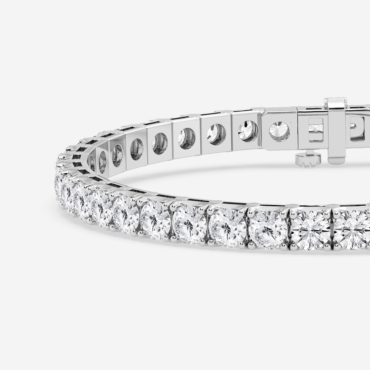 14 ctw Round Lab Grown Diamond Four-Prong Tennis Bracelet - 7.5 Inches 14K White Gold, F, VS2