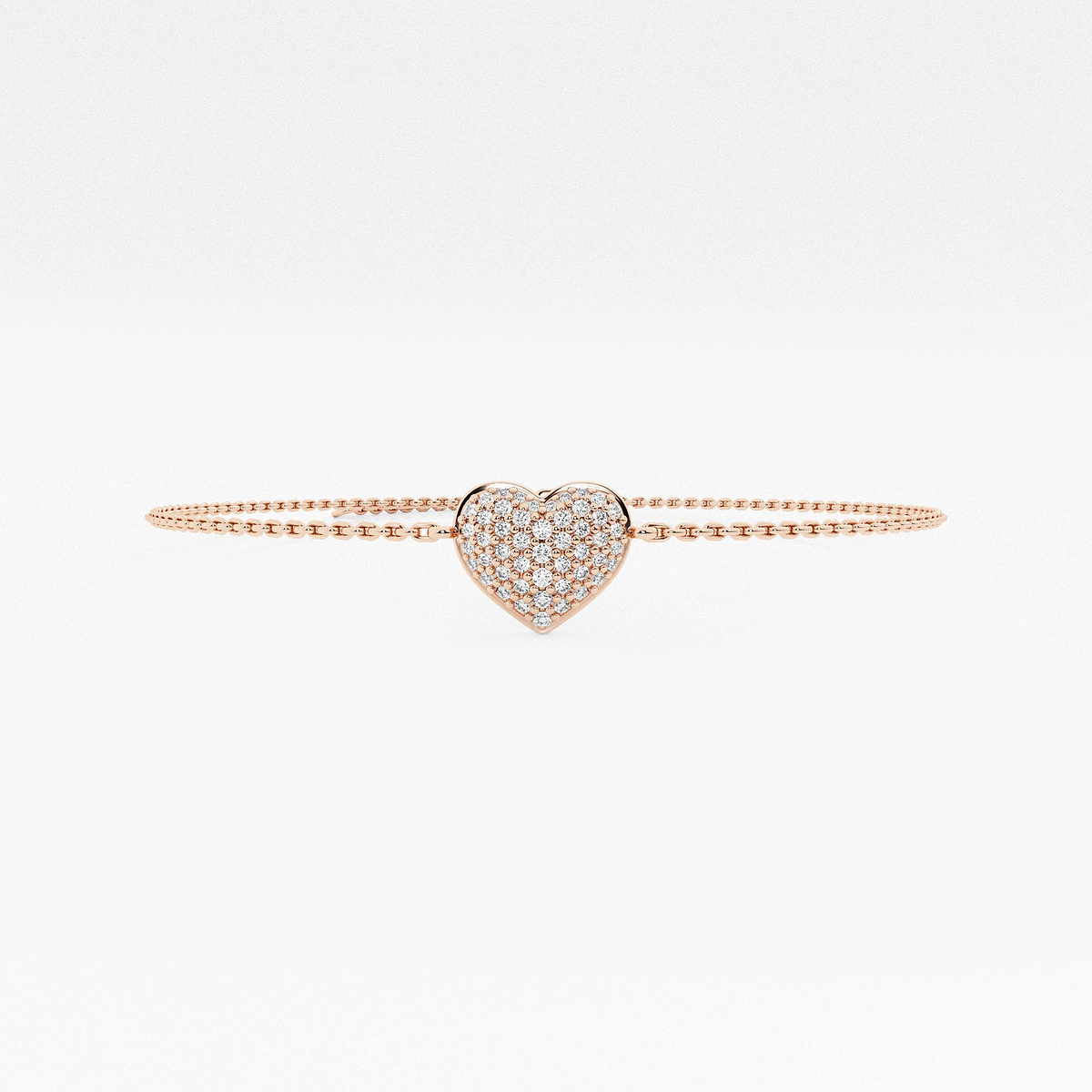 1/4 ctw Round Lab Grown Diamond Pave Heart Chain Bracelet Chain Bracelet - 7 Inches