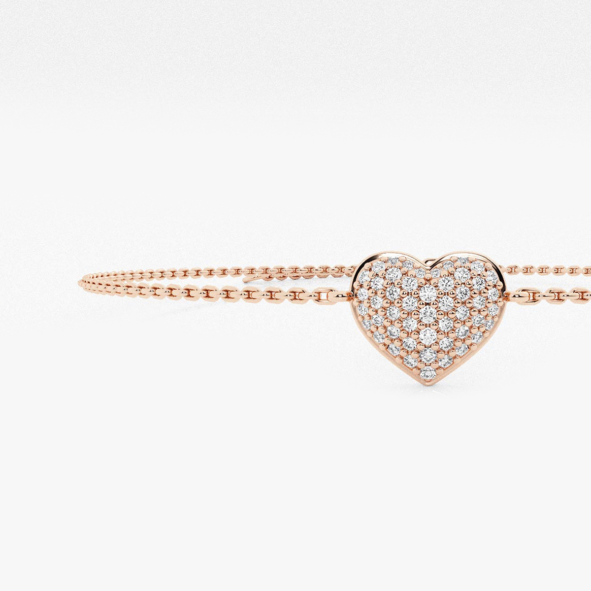Additional Image 1 for  1/4 ctw Round Lab Grown Diamond Pave Heart Chain Bracelet Chain Bracelet - 7 Inches