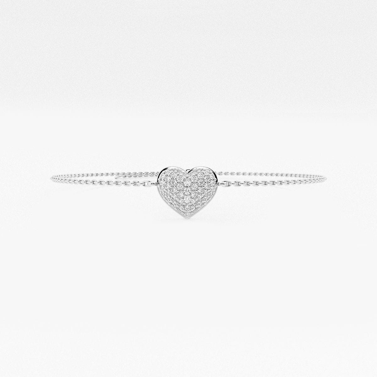 1/4 ctw Round Lab Grown Diamond Pave Heart Chain Bracelet Chain Bracelet - 7 Inches