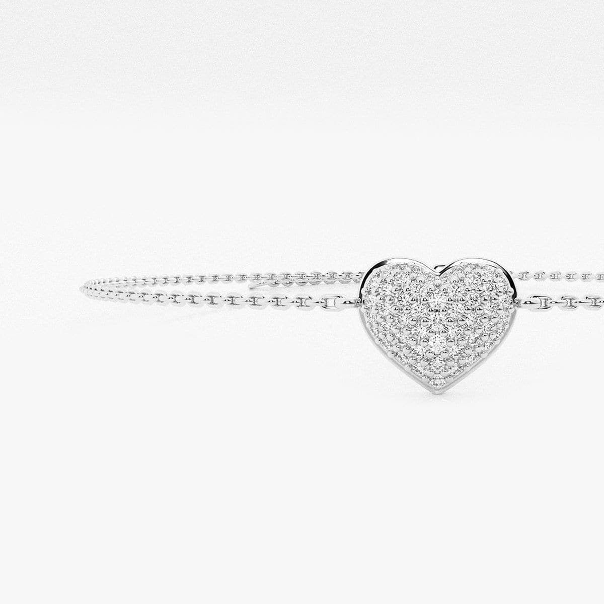 Additional Image 1 for  1/4 ctw Round Lab Grown Diamond Pave Heart Chain Bracelet Chain Bracelet - 7 Inches