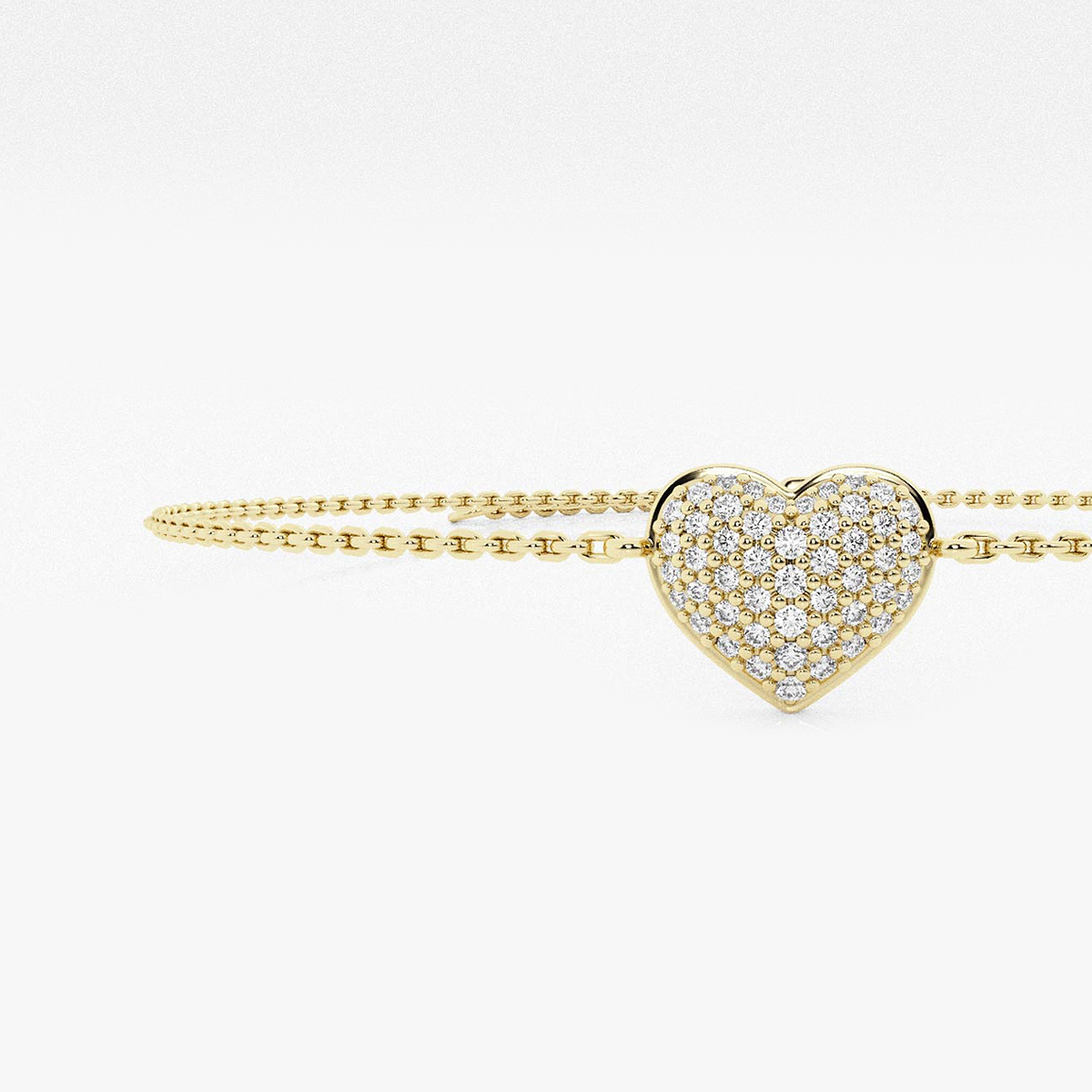 Additional Image 1 for  1/4 ctw Round Lab Grown Diamond Pave Heart Chain Bracelet Chain Bracelet - 7 Inches