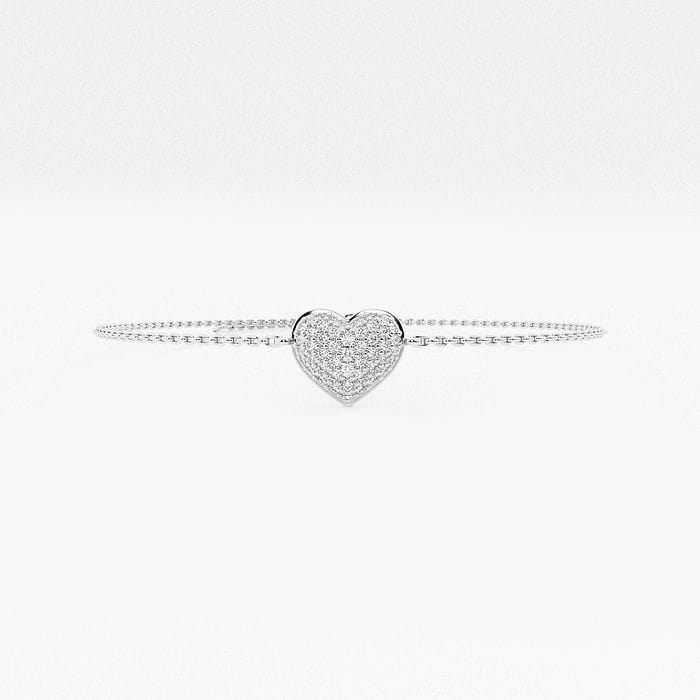 Pave Heart Round Chain Bracelet