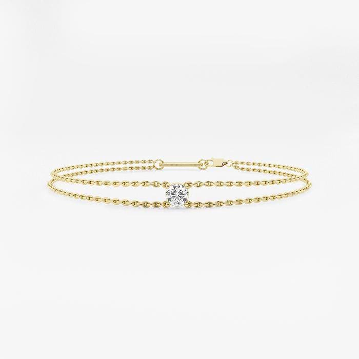 Solitaire Diamond Round Double Chain Bracelet