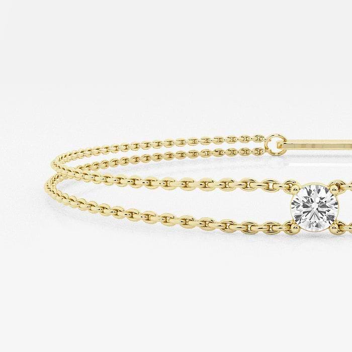 Solitaire Diamond Round Double Chain Bracelet