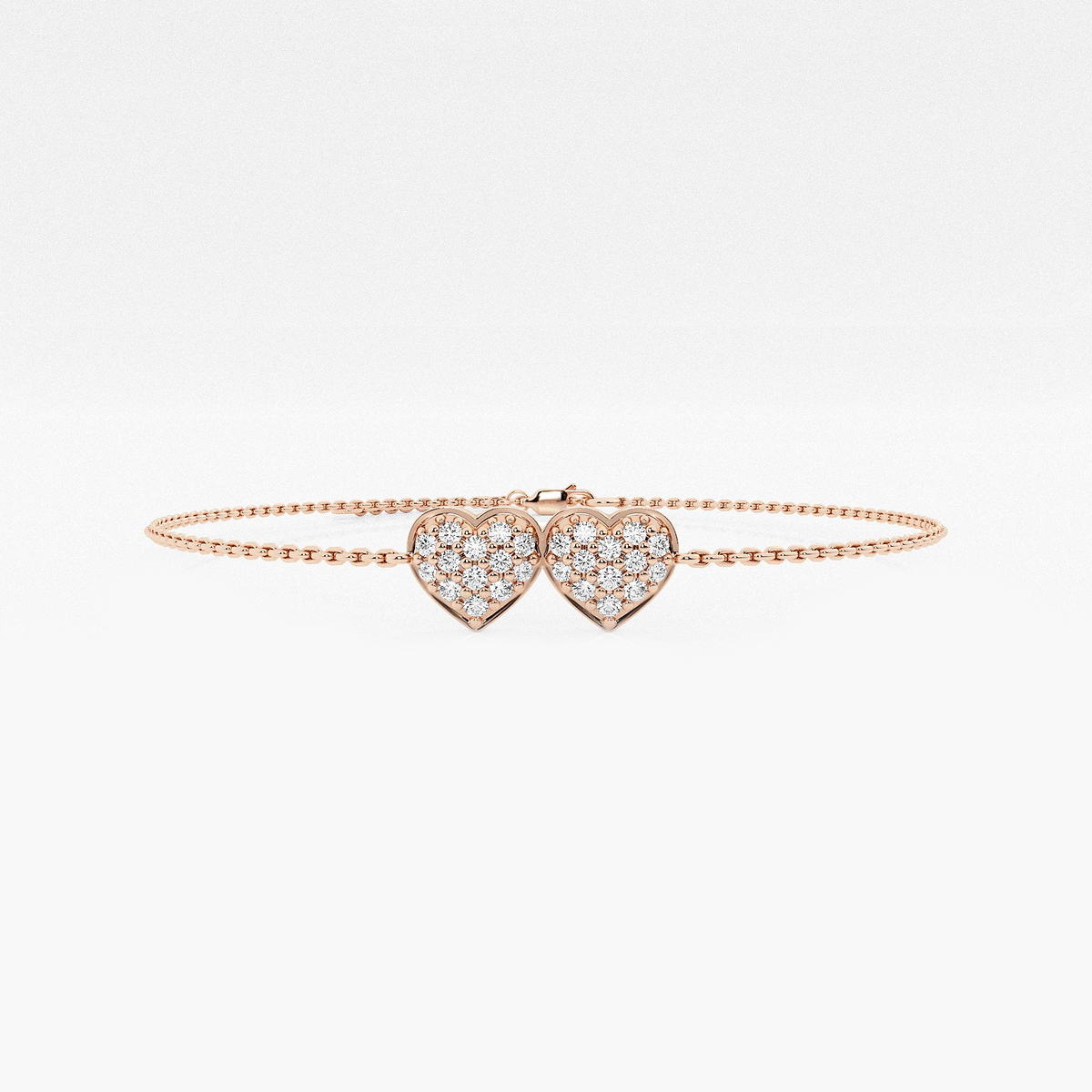 1/3 ctw Round Lab Grown Diamond Petite Double Pave Heart Bracelet Chain Bracelet