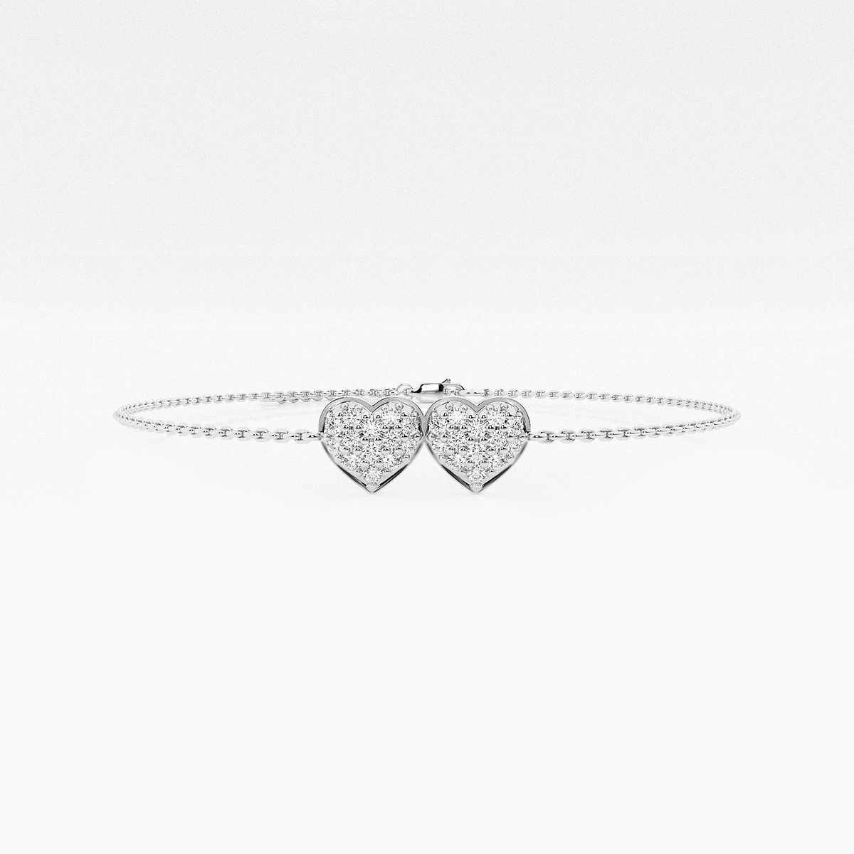 1/3 ctw Round Lab Grown Diamond Petite Double Pave Heart Bracelet Chain Bracelet