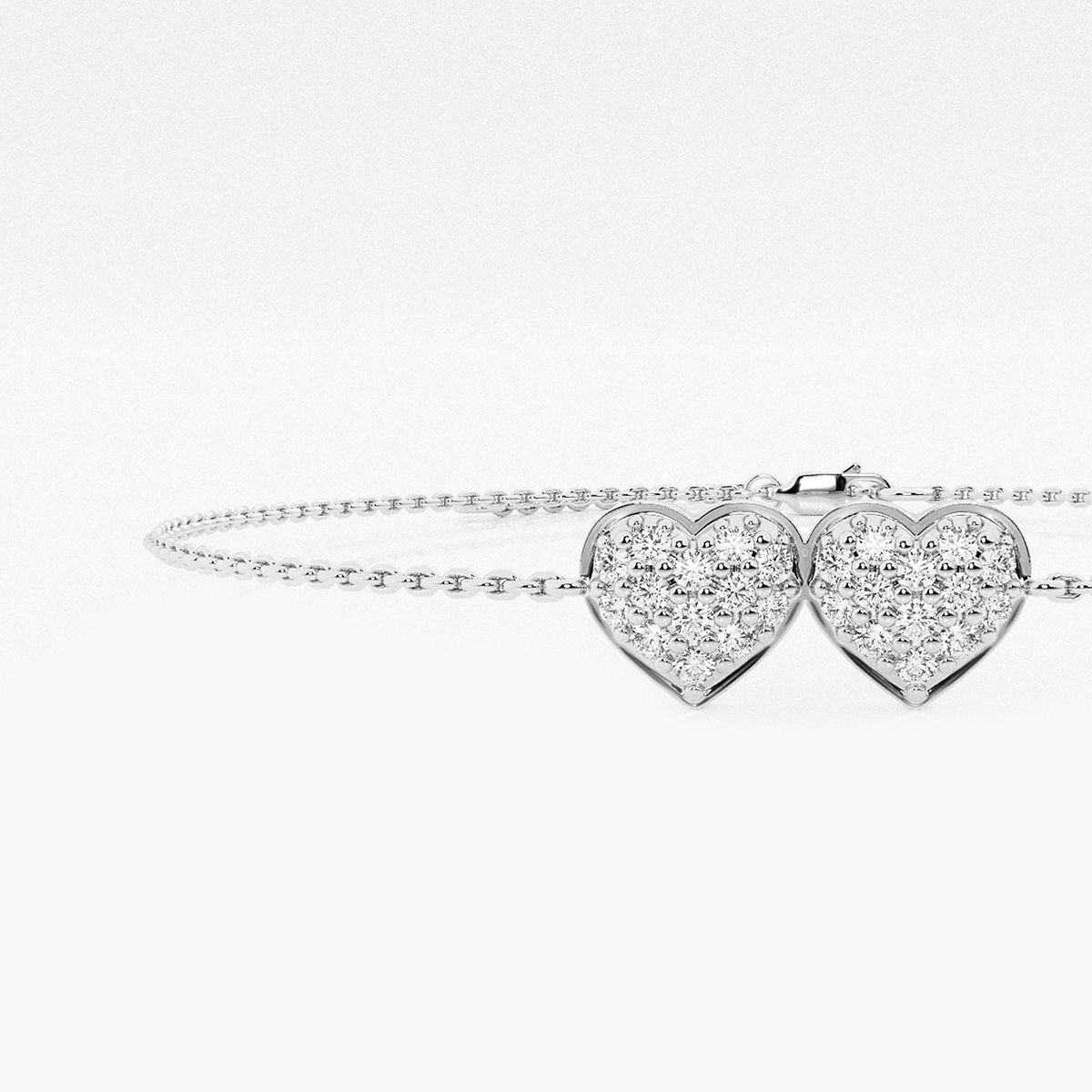 Additional Image 1 for  1/3 ctw Round Lab Grown Diamond Petite Double Pave Heart Bracelet Chain Bracelet