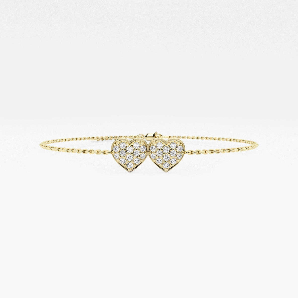 1/3 ctw Round Lab Grown Diamond Petite Double Pave Heart Bracelet Chain Bracelet