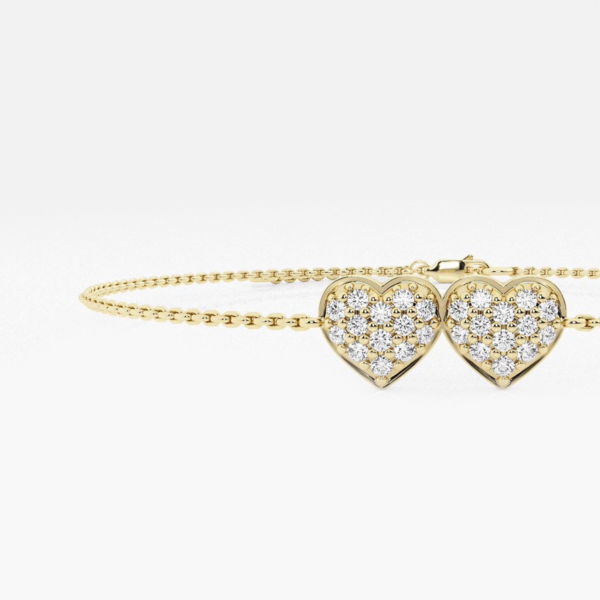 Additional Image 1 for  1/3 ctw Round Lab Grown Diamond Petite Double Pave Heart Bracelet Chain Bracelet