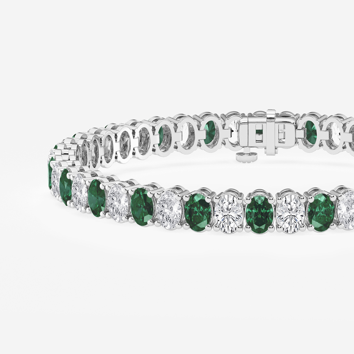 Additional Image 1 for  12 ctw Oval Created Emerald and Oval Lab Grown Diamond Four-Prong Tennis Bracelet - 7 Inches