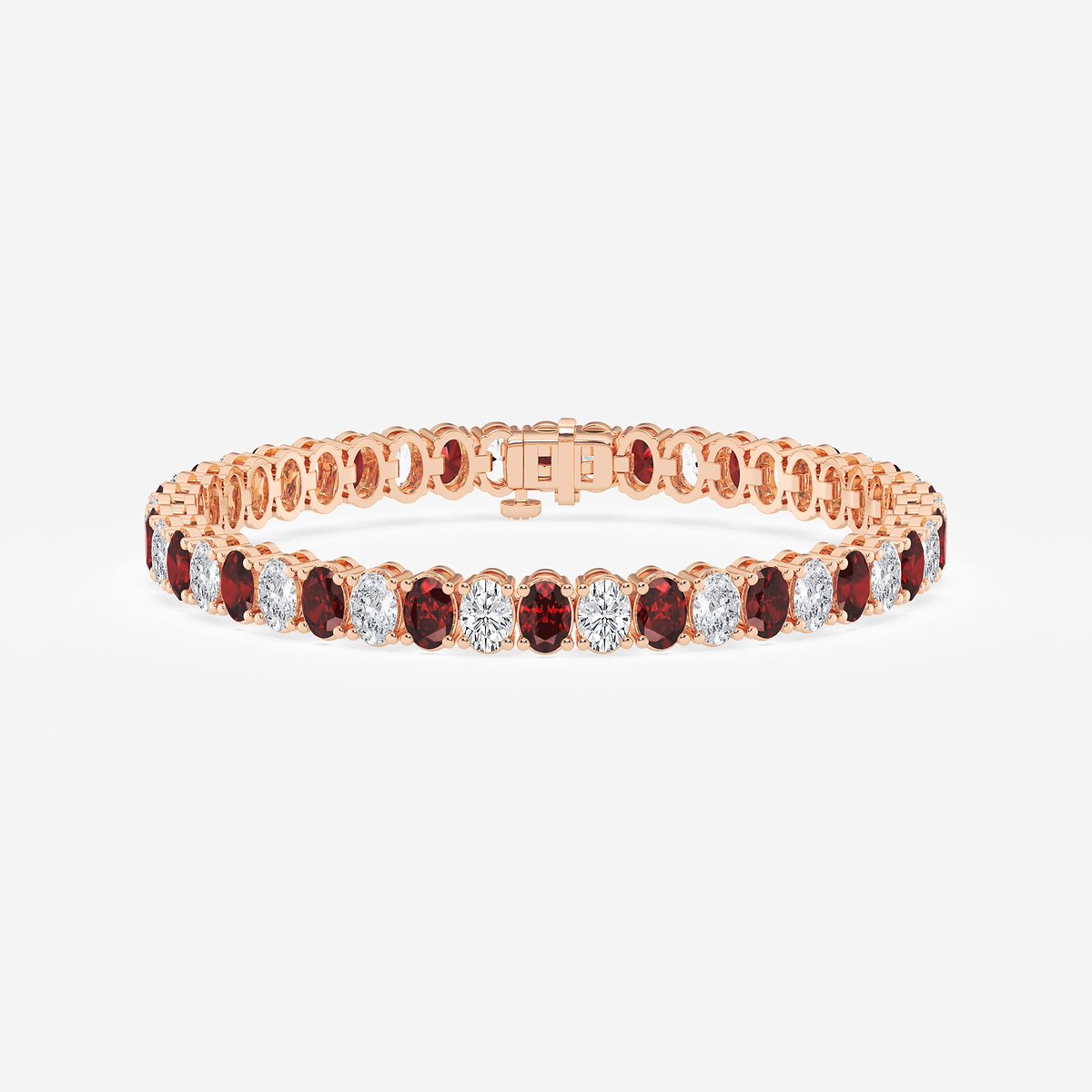 12 ctw Oval Created Ruby and Oval Lab Grown Diamond Four-Prong Tennis Bracelet - 7 Inches