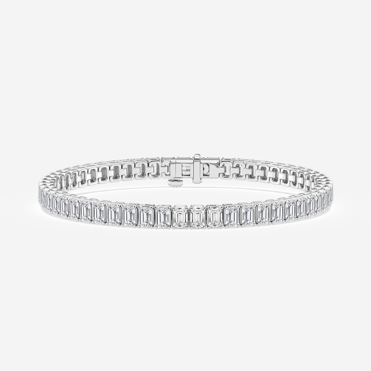12 ctw Emerald Lab Grown Diamond Tennis Bracelet Inches 14K White  Gold, DE, VS1