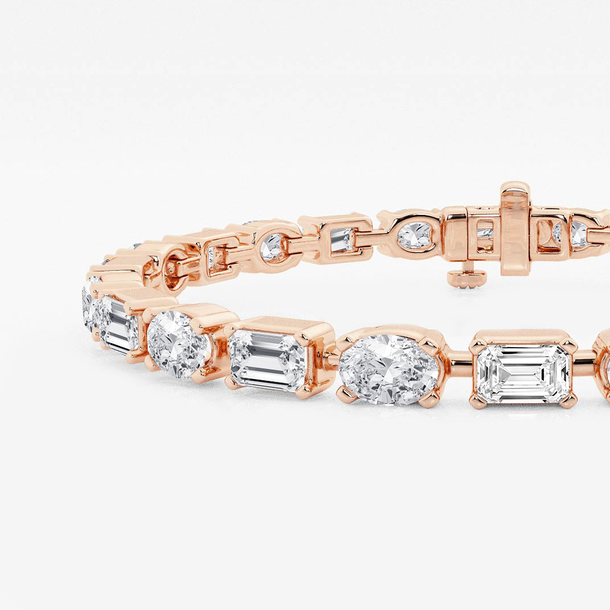 Additional Image 1 for  7 ctw Emerald and Oval Lab Grown Diamond Alternating Bracelet 6 Inches