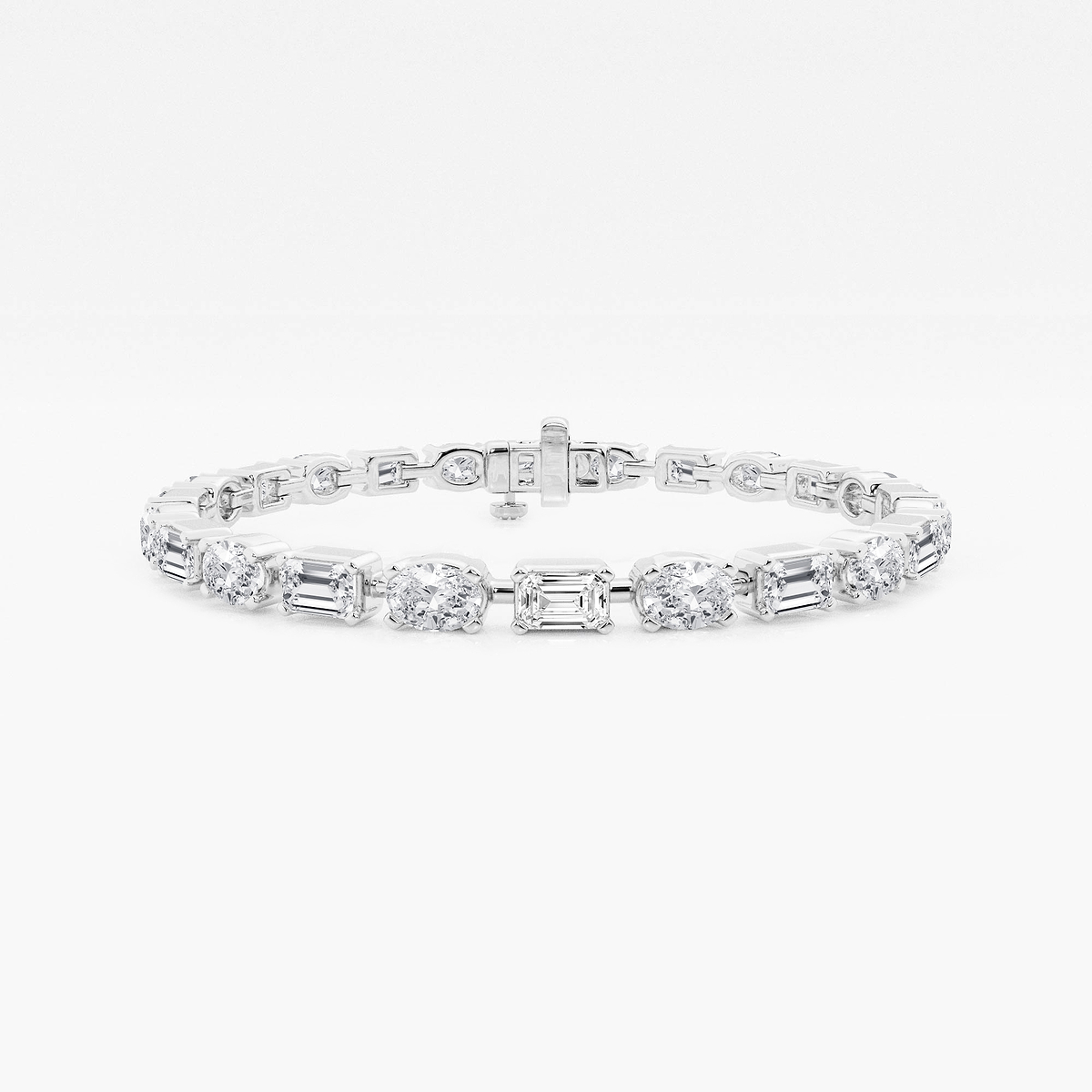7 ctw Emerald and Oval Lab Grown Diamond Alternating Bracelet 6 Inches