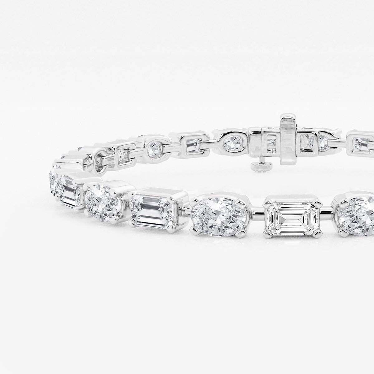 Additional Image 1 for  7 ctw Emerald and Oval Lab Grown Diamond Alternating Bracelet 6 Inches