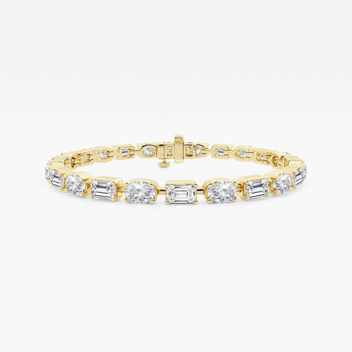 7 ctw Emerald and Oval Lab Grown Diamond Alternating Bracelet 6 Inches
