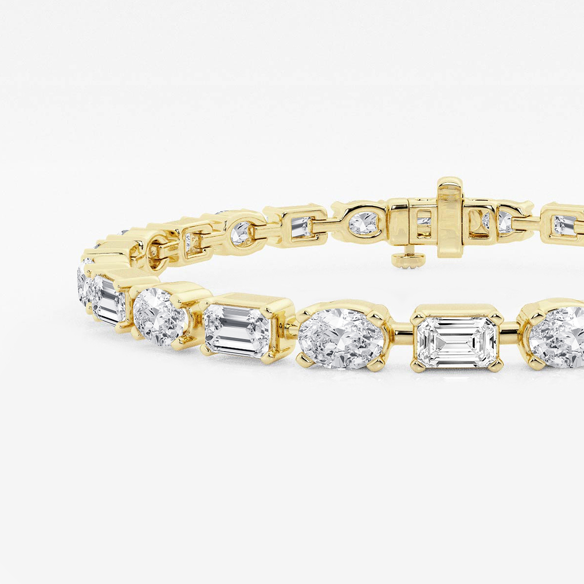 Additional Image 1 for  7 ctw Emerald and Oval Lab Grown Diamond Alternating Bracelet 6 Inches