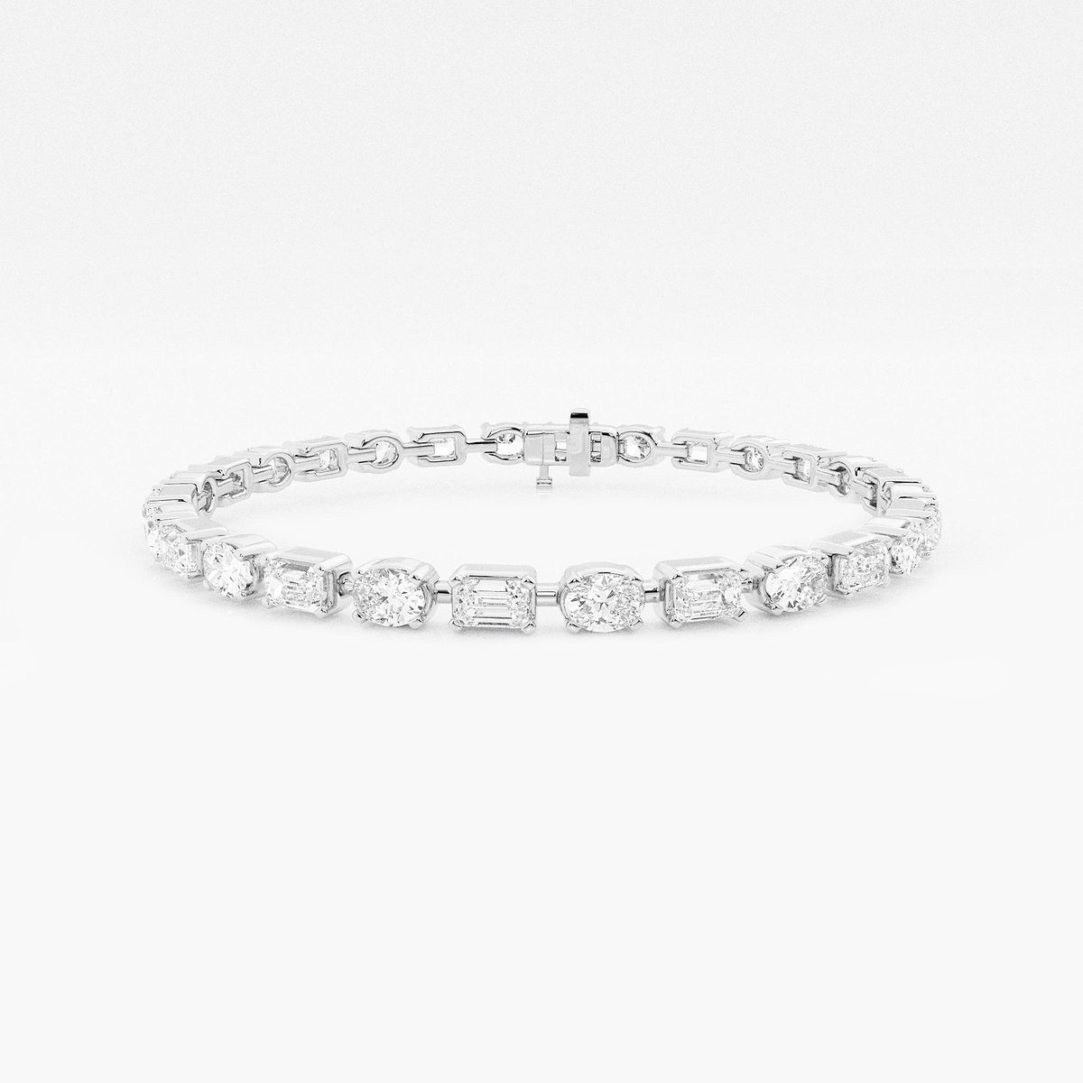 7 ctw Emerald and Oval Lab Grown Diamond Alternating Bracelet 7 Inches