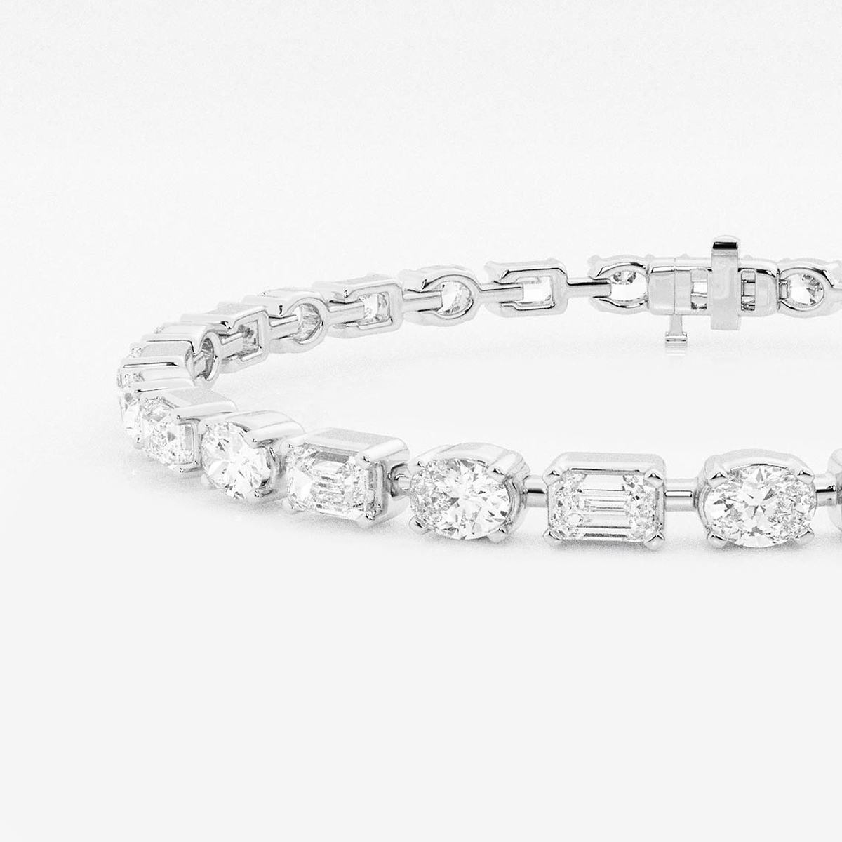 Additional Image 1 for  7 ctw Emerald and Oval Lab Grown Diamond Alternating Bracelet 7 Inches