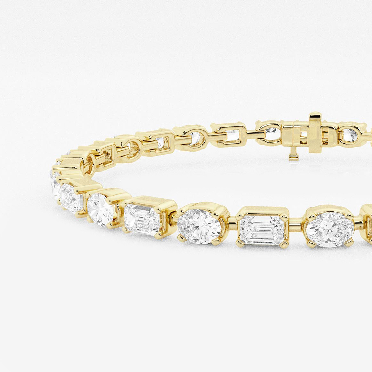 Additional Image 1 for  7 ctw Emerald and Oval Lab Grown Diamond Alternating Bracelet 7 Inches