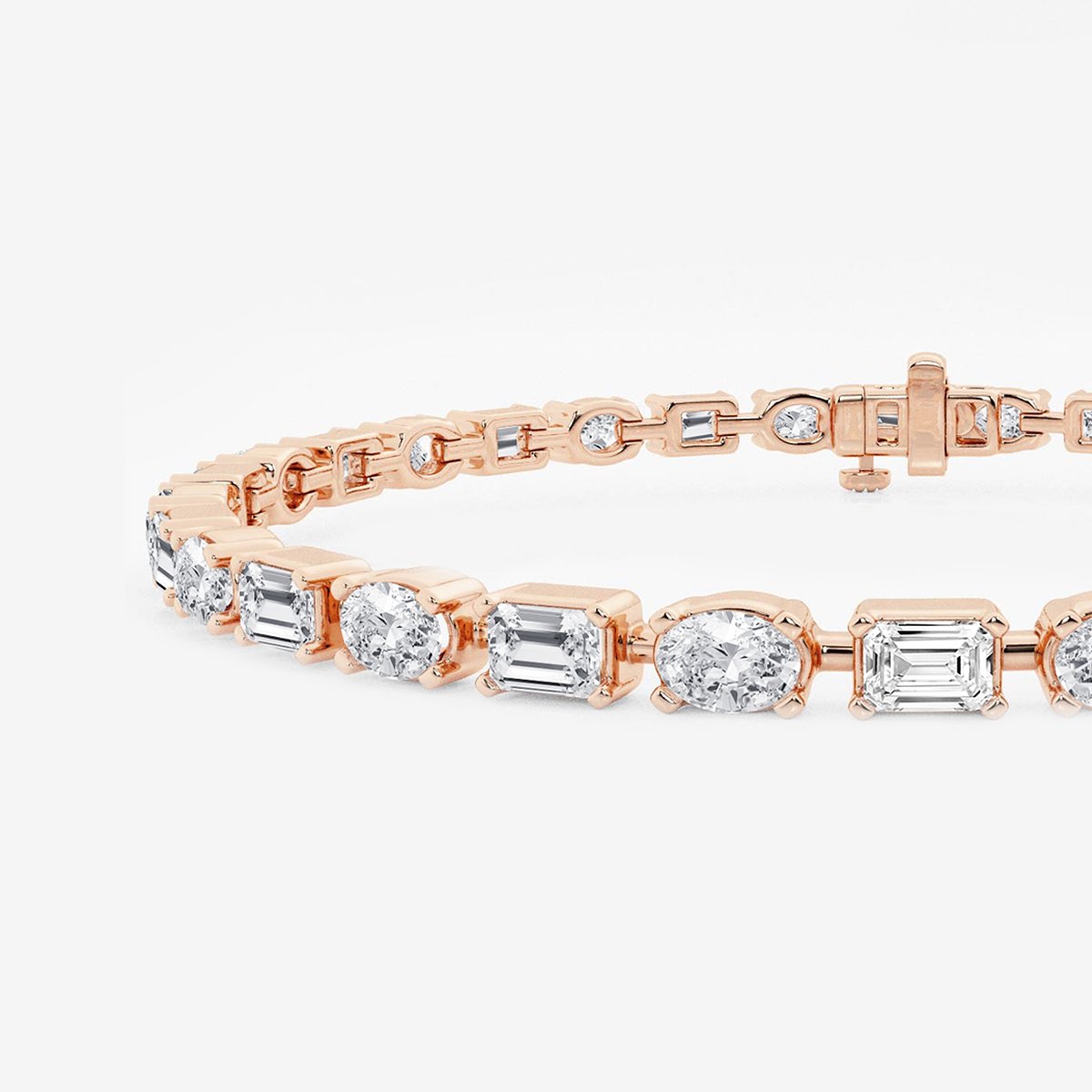 Additional Image 1 for  7 ctw Emerald and Oval Lab Grown Diamond Alternating Bracelet 8 Inches