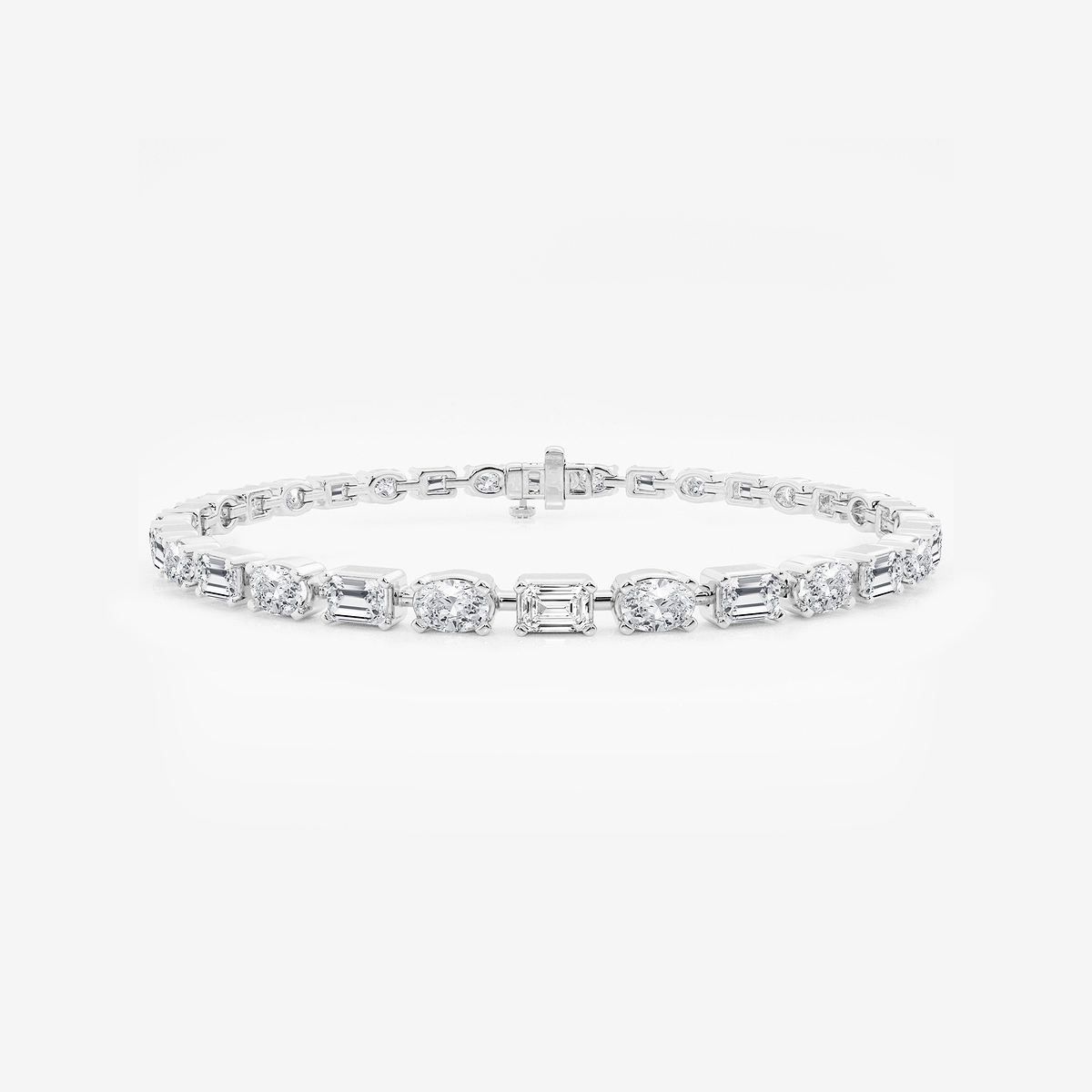 7 ctw Emerald and Oval Lab Grown Diamond Alternating Bracelet 7 Inches