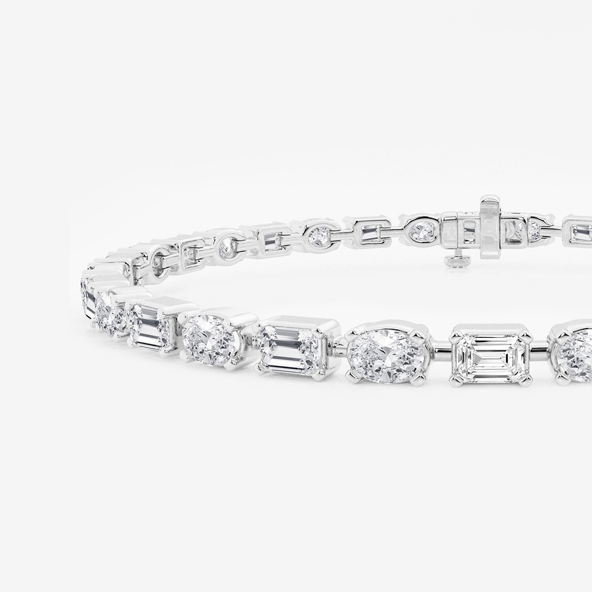 Additional Image 1 for  7 ctw Emerald and Oval Lab Grown Diamond Alternating Bracelet 7 Inches