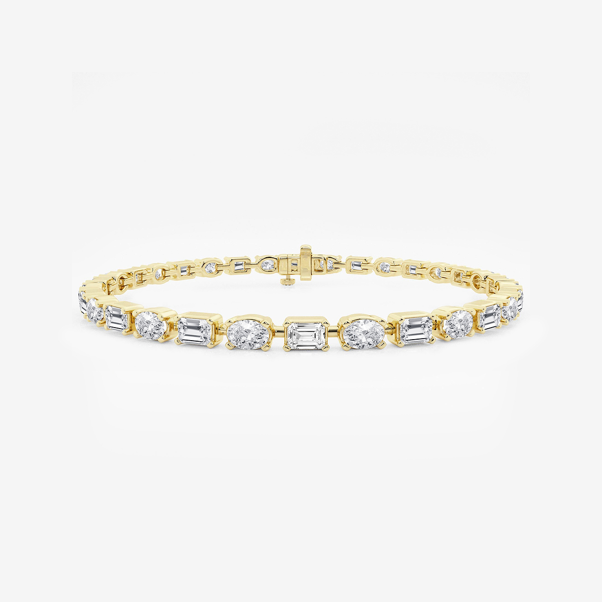 7 ctw Emerald and Oval Lab Grown Diamond Alternating Bracelet 8 Inches