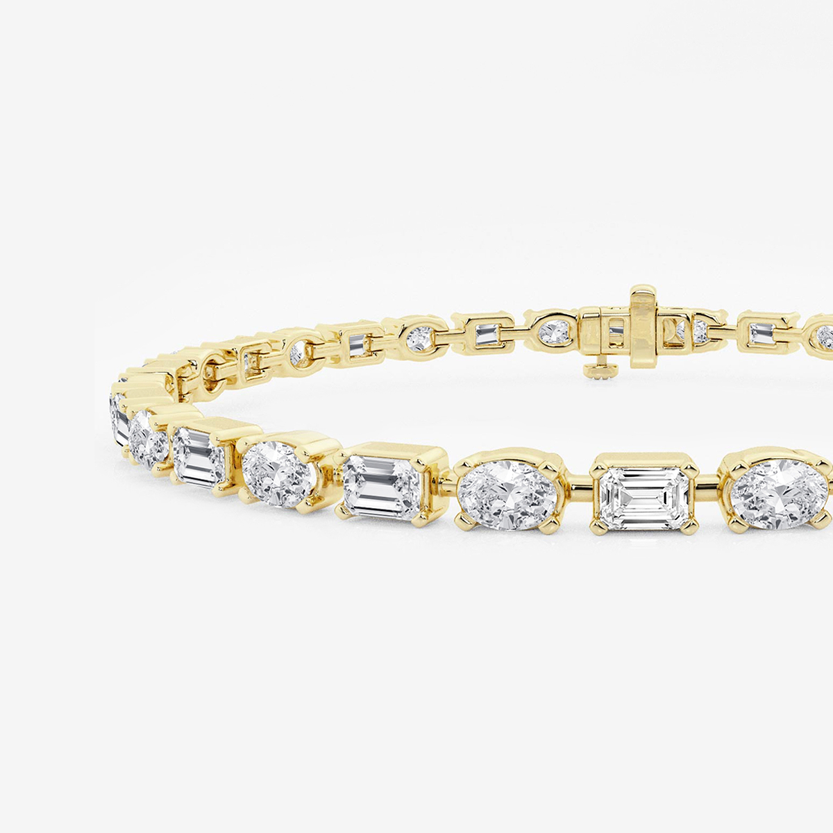 Additional Image 1 for  7 ctw Emerald and Oval Lab Grown Diamond Alternating Bracelet 8 Inches