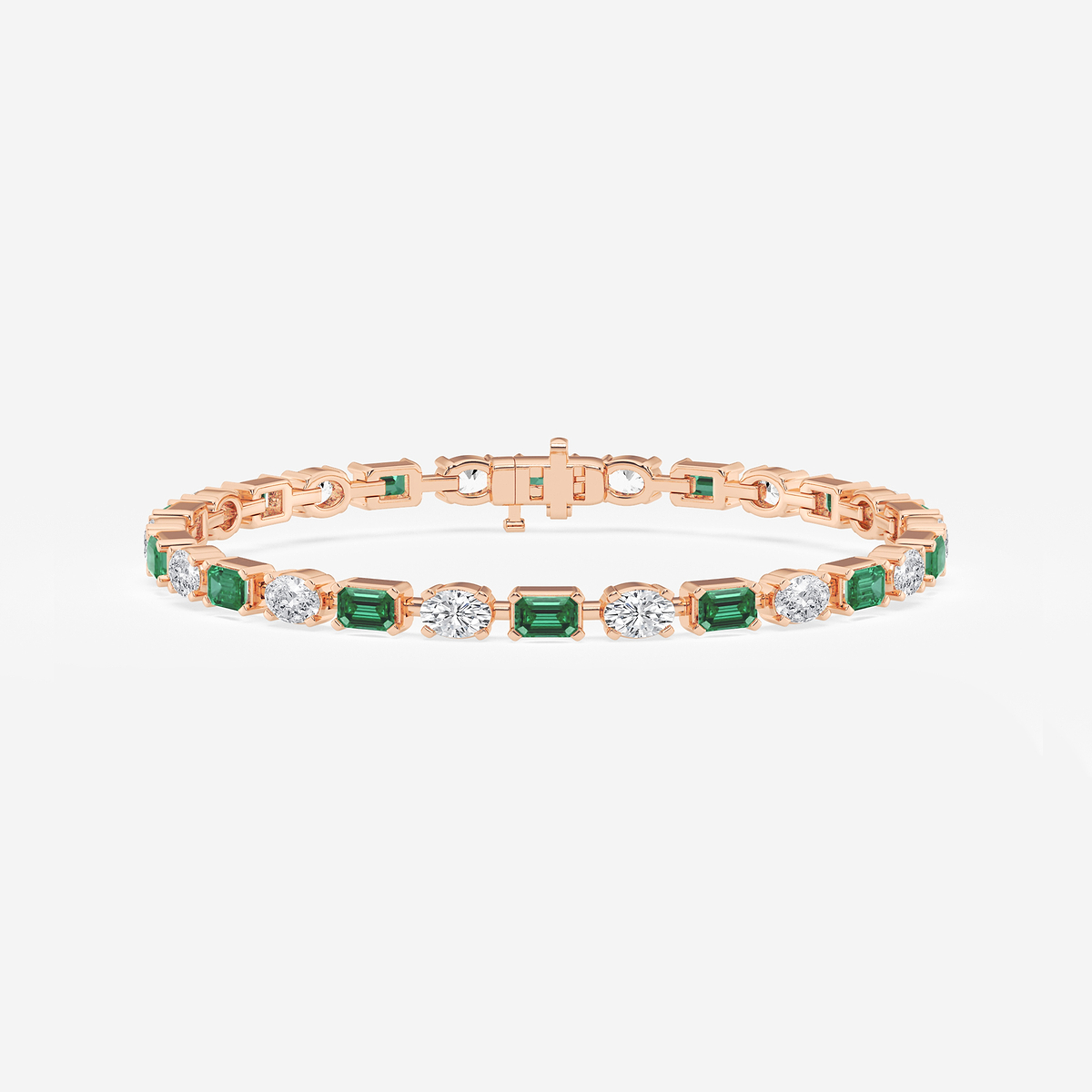 7 1/2 ctw Created Emerald and Oval Lab Grown Diamond Alternating Bracelet - 7 Inches