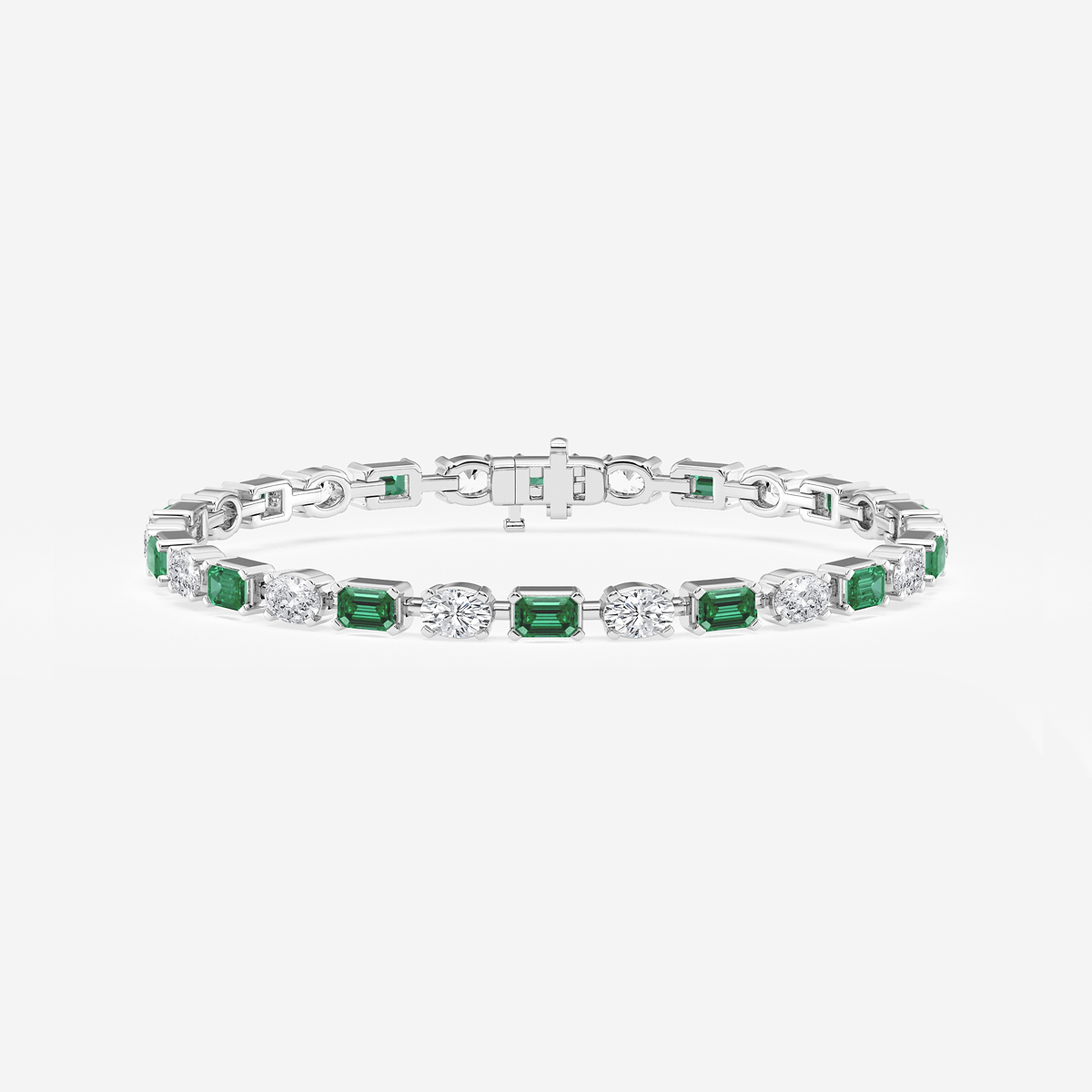 7 1/2 ctw Created Emerald and Oval Lab Grown Diamond Alternating Bracelet - 7 Inches