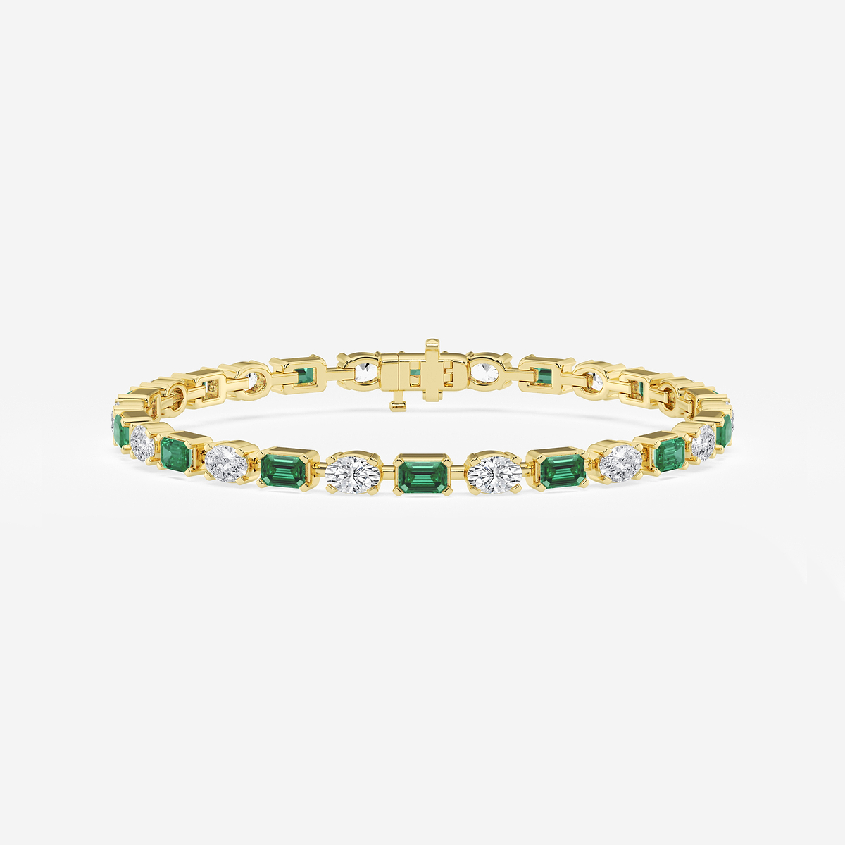 7 1/2 ctw Created Emerald and Oval Lab Grown Diamond Alternating Bracelet - 7 Inches