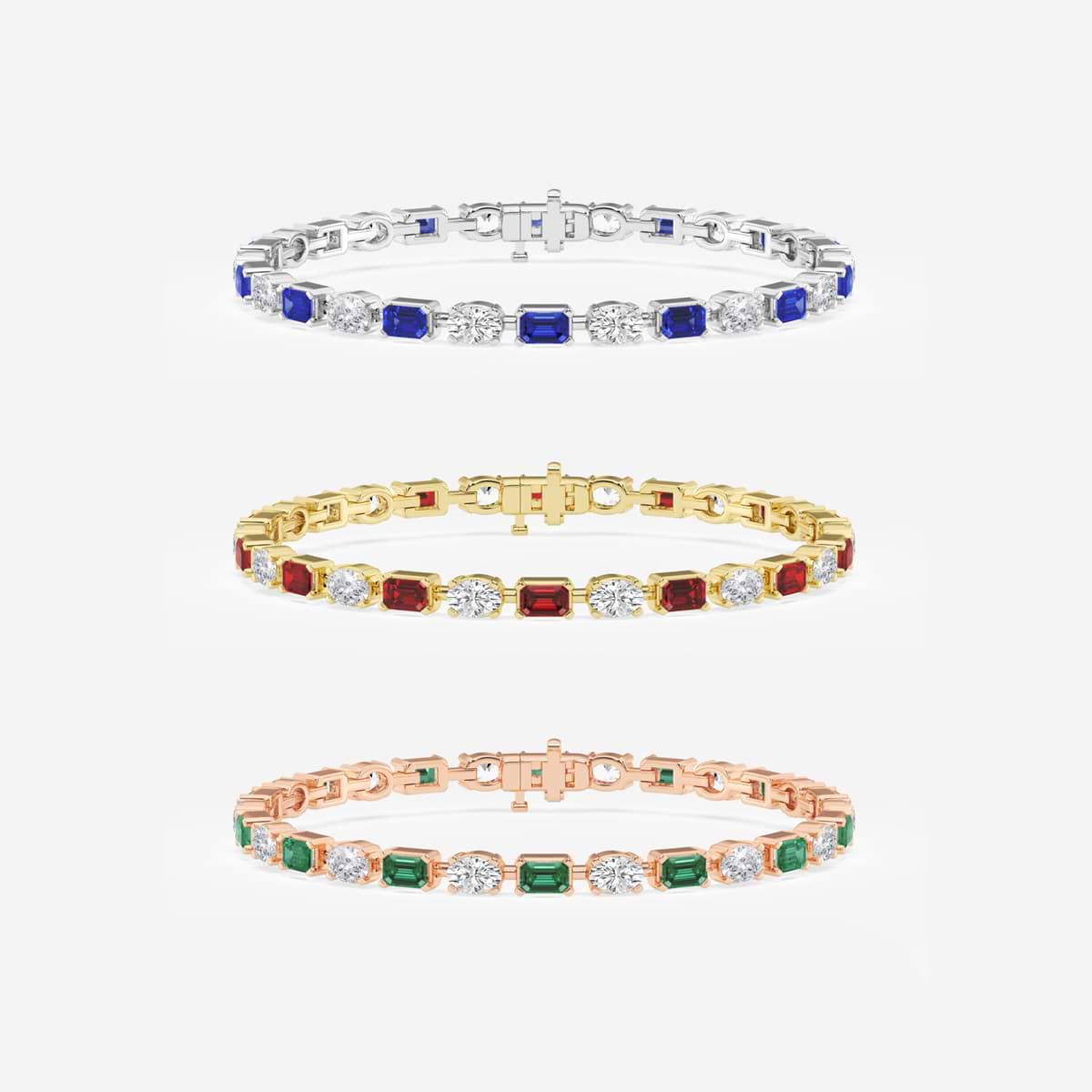 Additional Image 2 for  7 1/2 ctw Created Emerald and Oval Lab Grown Diamond Alternating Bracelet - 7 Inches