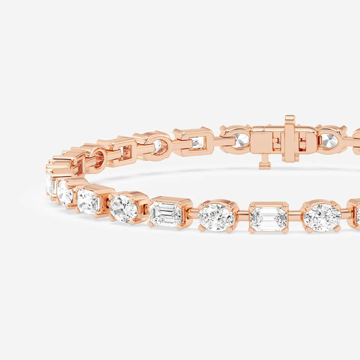 Additional Image 1 for  7 3/8 ctw Emerald and Oval Lab Grown Diamond Alternating Bracelet 7 Inches