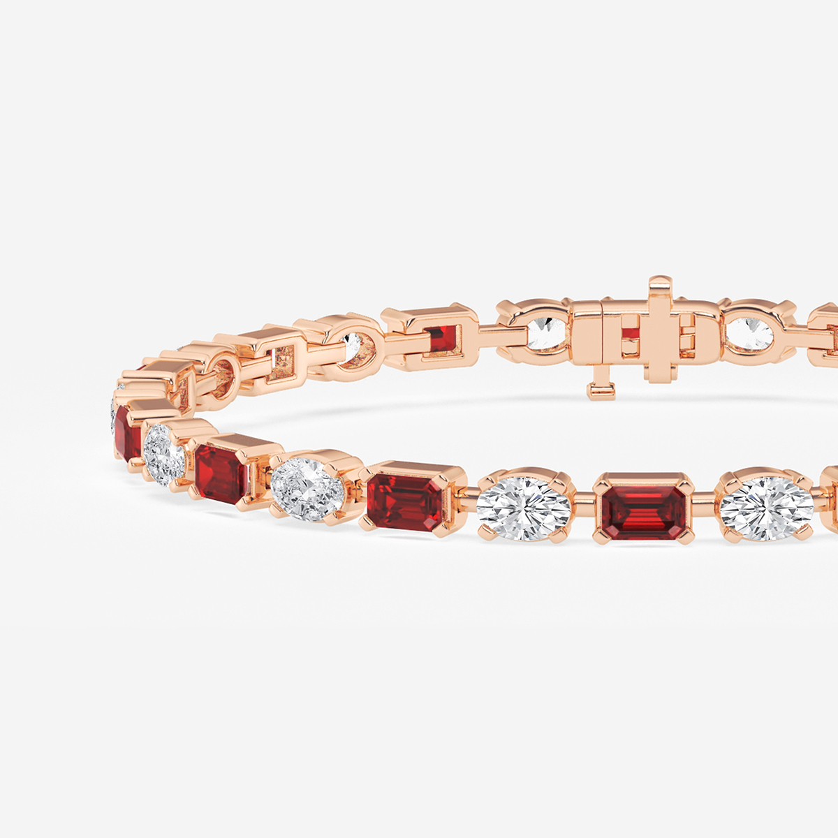 Additional Image 1 for  7 1/2 ctw Emerald Cut Created Ruby and Oval Lab Grown Diamond Alternating Bracelet - 7 Inches