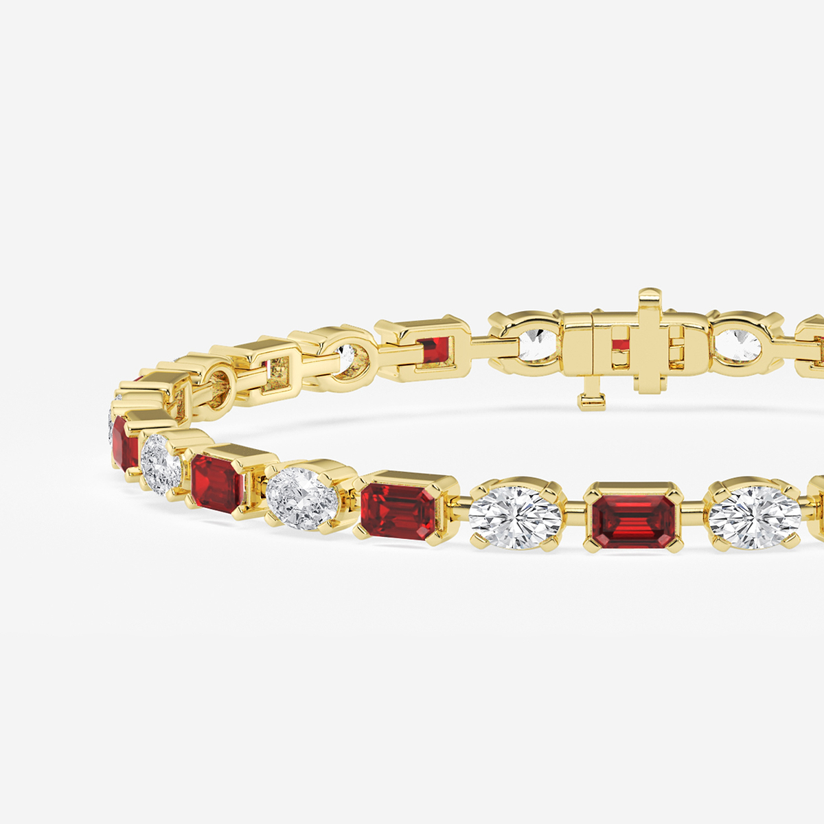Additional Image 1 for  7 1/2 ctw Emerald Cut Created Ruby and Oval Lab Grown Diamond Alternating Bracelet - 7 Inches