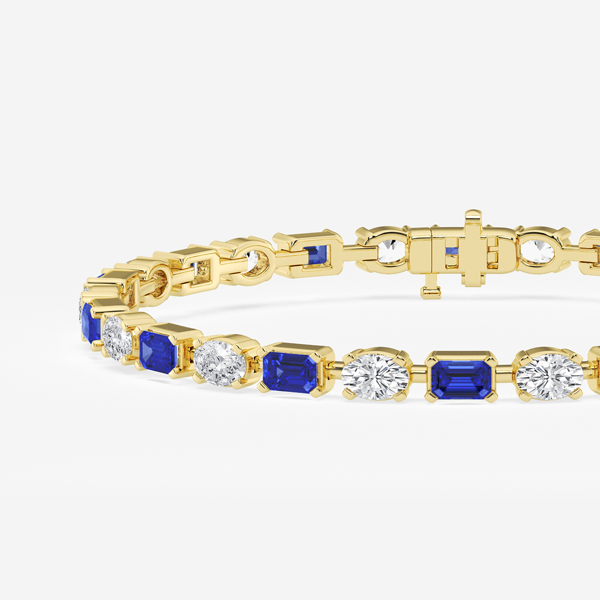 Additional Image 1 for  7 1/2 ctw Emerald Cut Created Sapphire and Oval Lab Grown Diamond Alternating Bracelet - 7 Inches