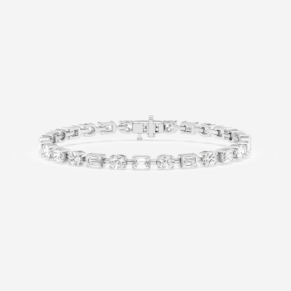 7 3/8 ctw Emerald and Oval Lab Grown Diamond Alternating Bracelet 7 Inches