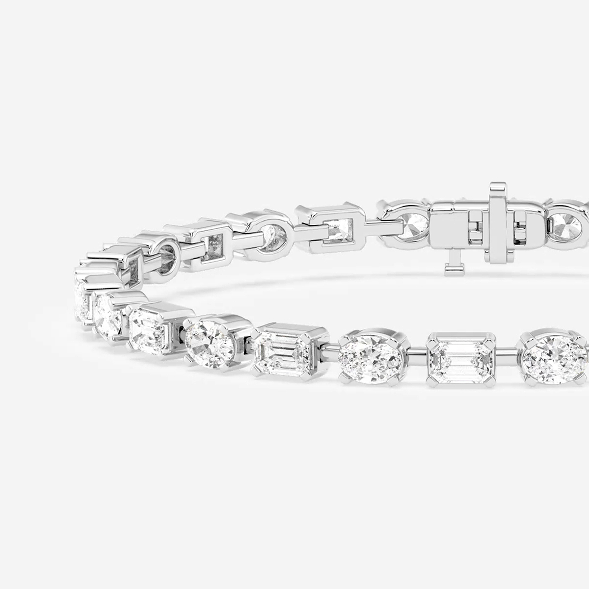 Additional Image 1 for  7 3/8 ctw Emerald and Oval Lab Grown Diamond Alternating Bracelet 7 Inches