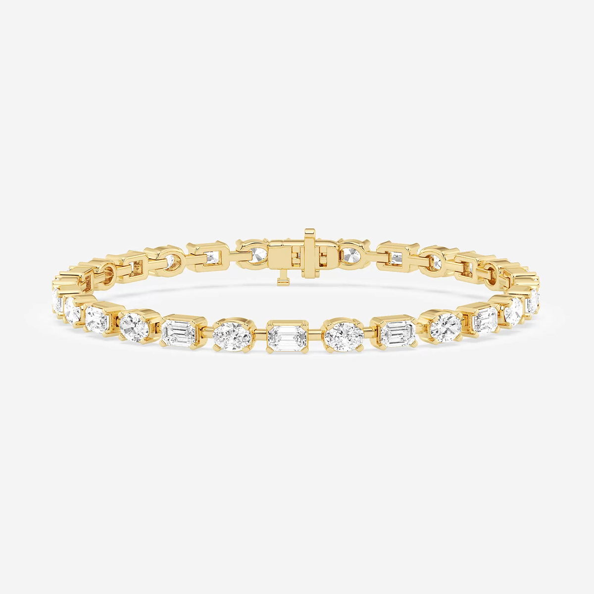 7 3/8 ctw Emerald and Oval Lab Grown Diamond Alternating Bracelet 7 Inches