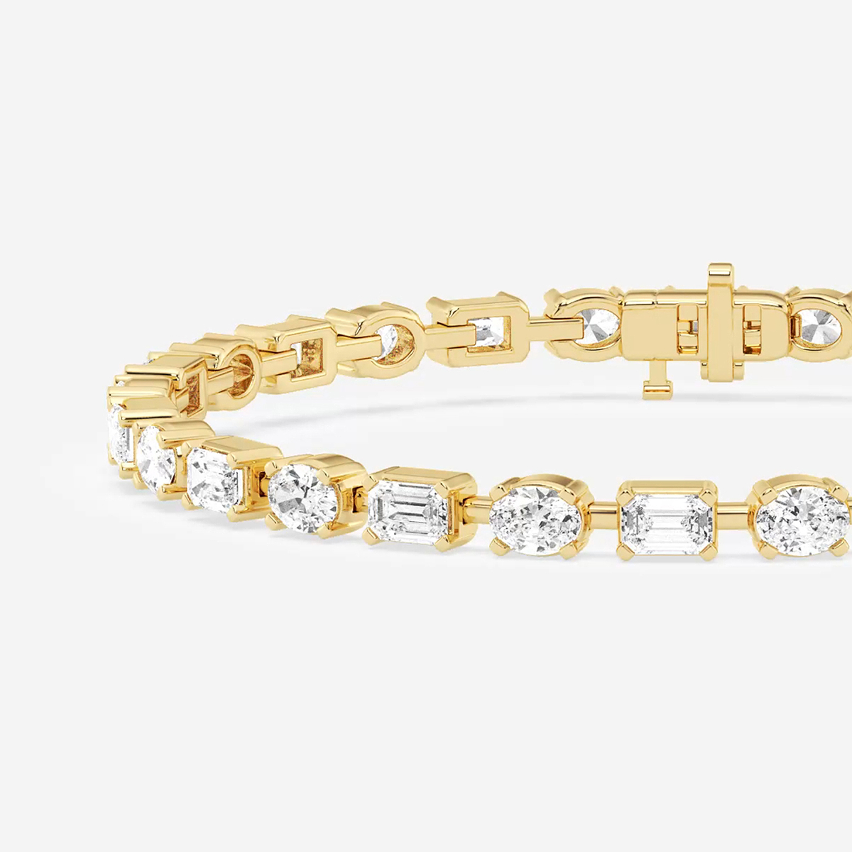 Additional Image 1 for  7 3/8 ctw Emerald and Oval Lab Grown Diamond Alternating Bracelet 7 Inches