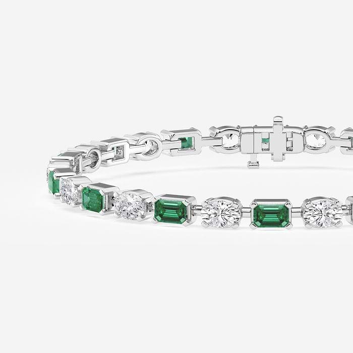 Emerald Alternating Oval and Emerald Fashion Bracelet