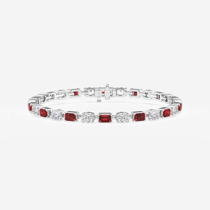 Ruby Alternating Oval and Emerald Fashion Bracelet